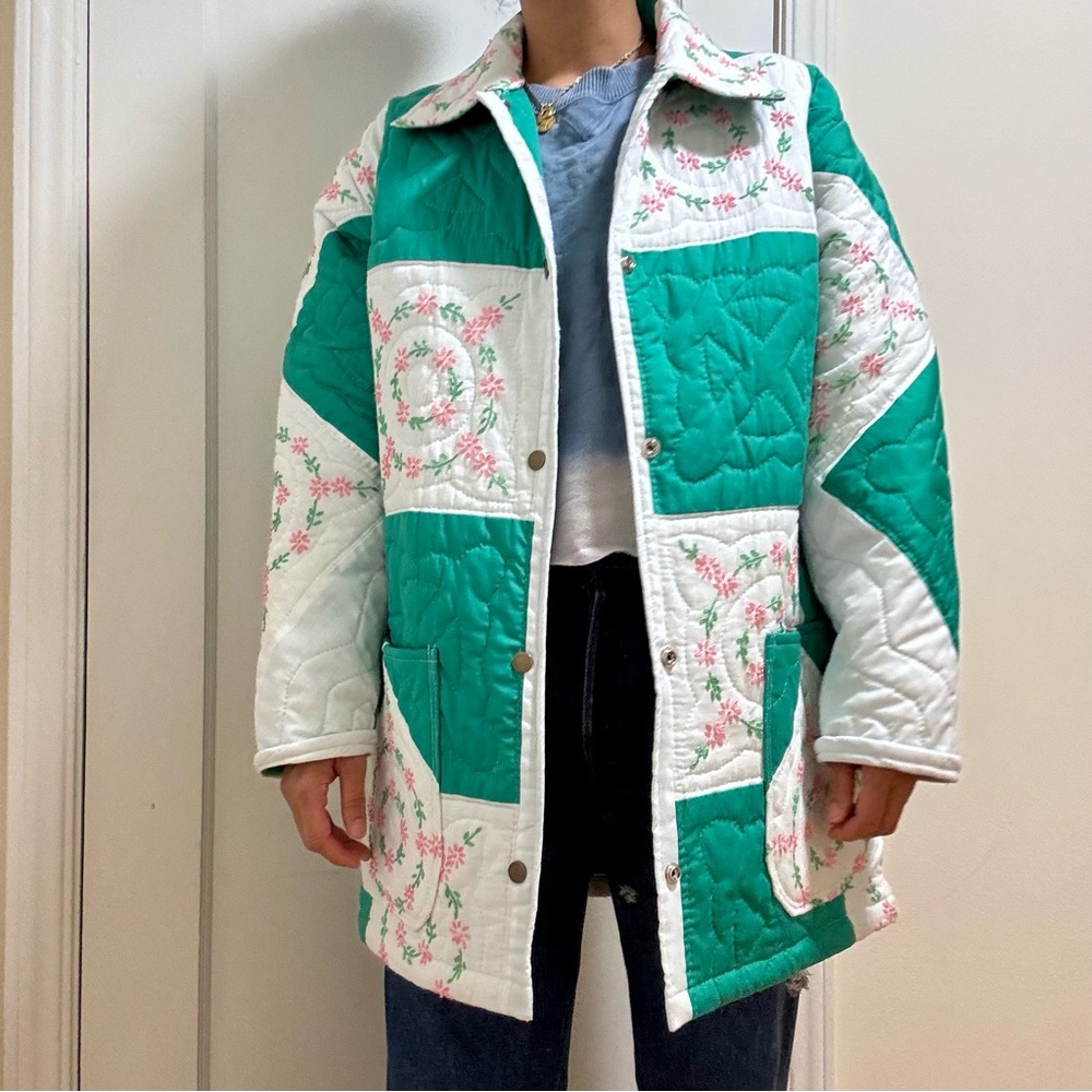 Psychic Outlaw Checkered Green Quilted Women's Jacket